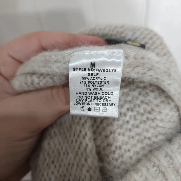 Was & Now Wide Leg Knit Pants Womens M Beige Heathered Acrylic Blend Pull On - Picture 9 of 10